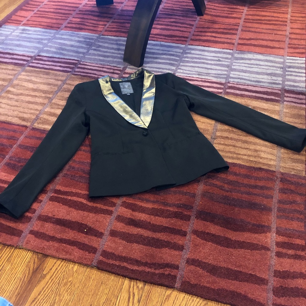Guess Black Tuxedo Jacket with Gold metallic lapel